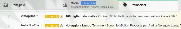 Come entrare in contatto con gli utenti in modo mirato: gli annunci gmail vengono mostrati nella parte superiore delle schede dell'account Gmail, sotto forma di annuncio compresso