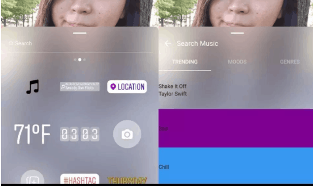 Aggiungere musica alle storie di Instagram-search music