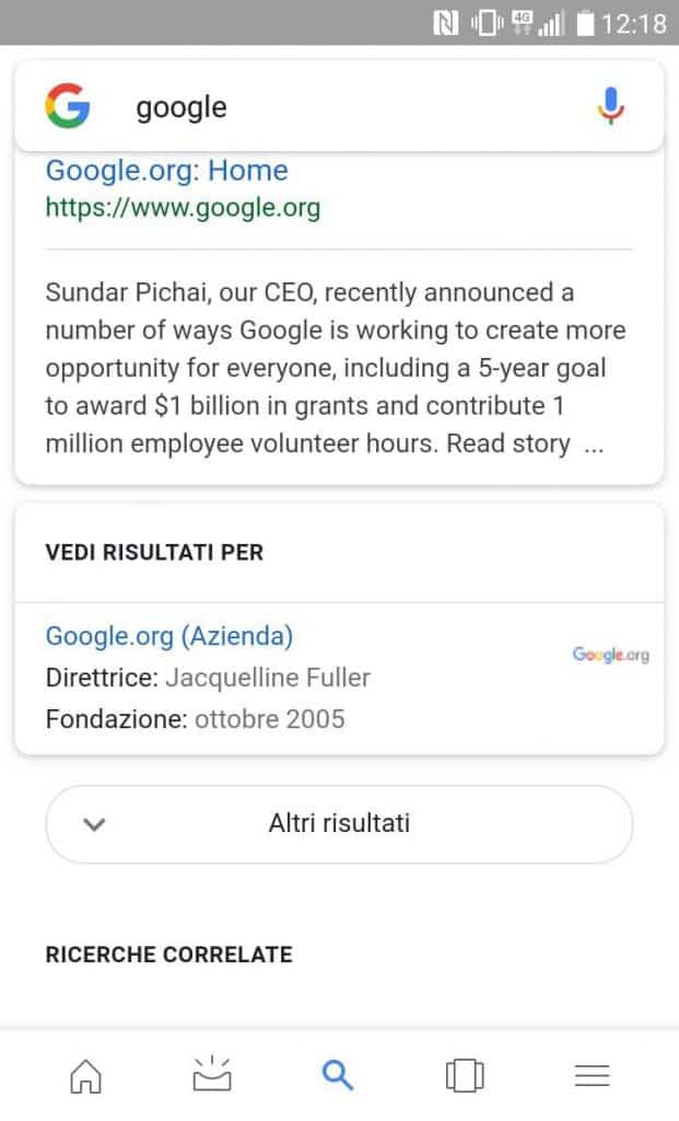 Google introduce il pulsante Altri risultati nelle ricerche da dispositivo mobile