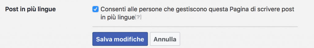 Il post multilingua su Facebook