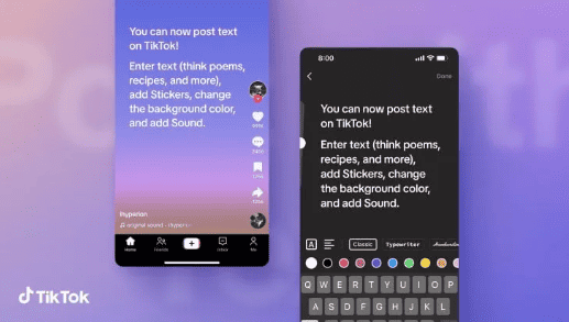TikTok lancia i post di solo testo